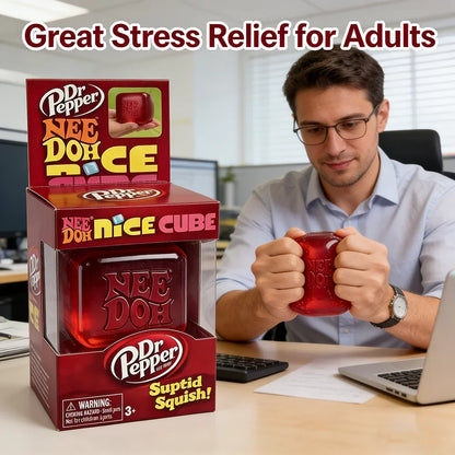 Dr Pepper NeeDoh Nice Cube Squishy Fidget Toy - Soft Squeeze Sensory Stress Relief for Kids & Adults