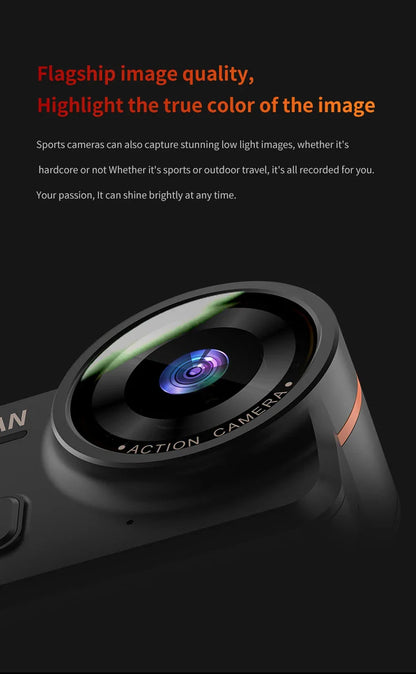 VIRAN V10 5K Waterproof Action Camera with 2" Touch LCD, Electronic Image Stabilization, Dashcam & Motion Detection