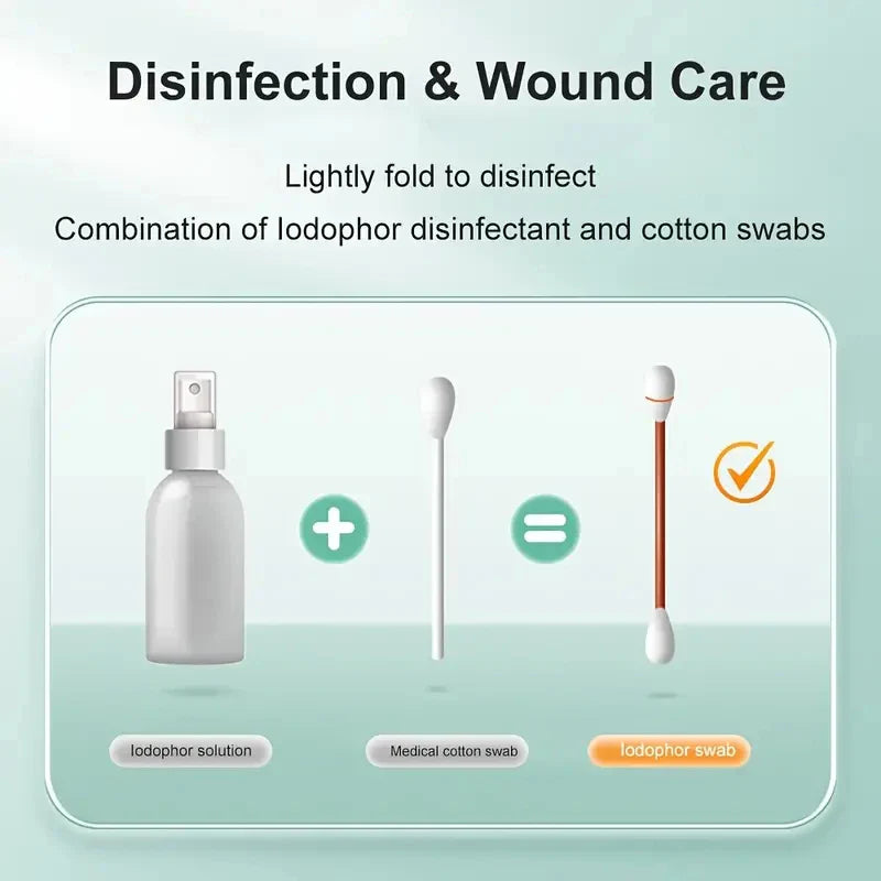 50-500pcs Disposable Iodine Cotton Swabs — Sterile Aseptic Medical Care for Home, Travel & Outdoor Emergency Kits