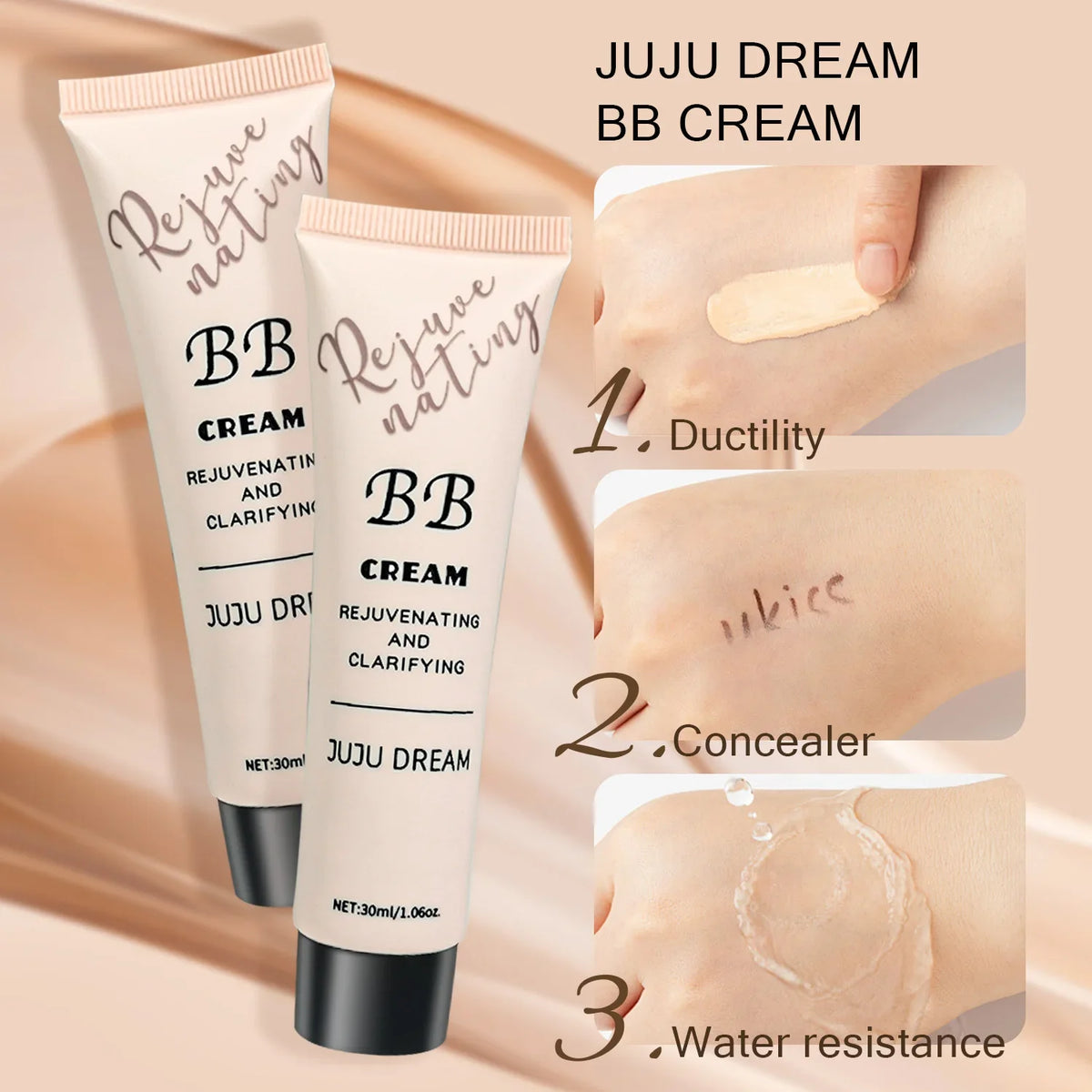 Moisturizing BB Cream Foundation – Oil Control, Long-Lasting Natural Coverage Makeup for Dry Skin with Lightweight Milk Texture