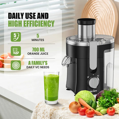 SEJOY Centrifugal Juicer – Compact Automatic Electric Citrus and Fruit & Veg Extractor with Pulp Ejection