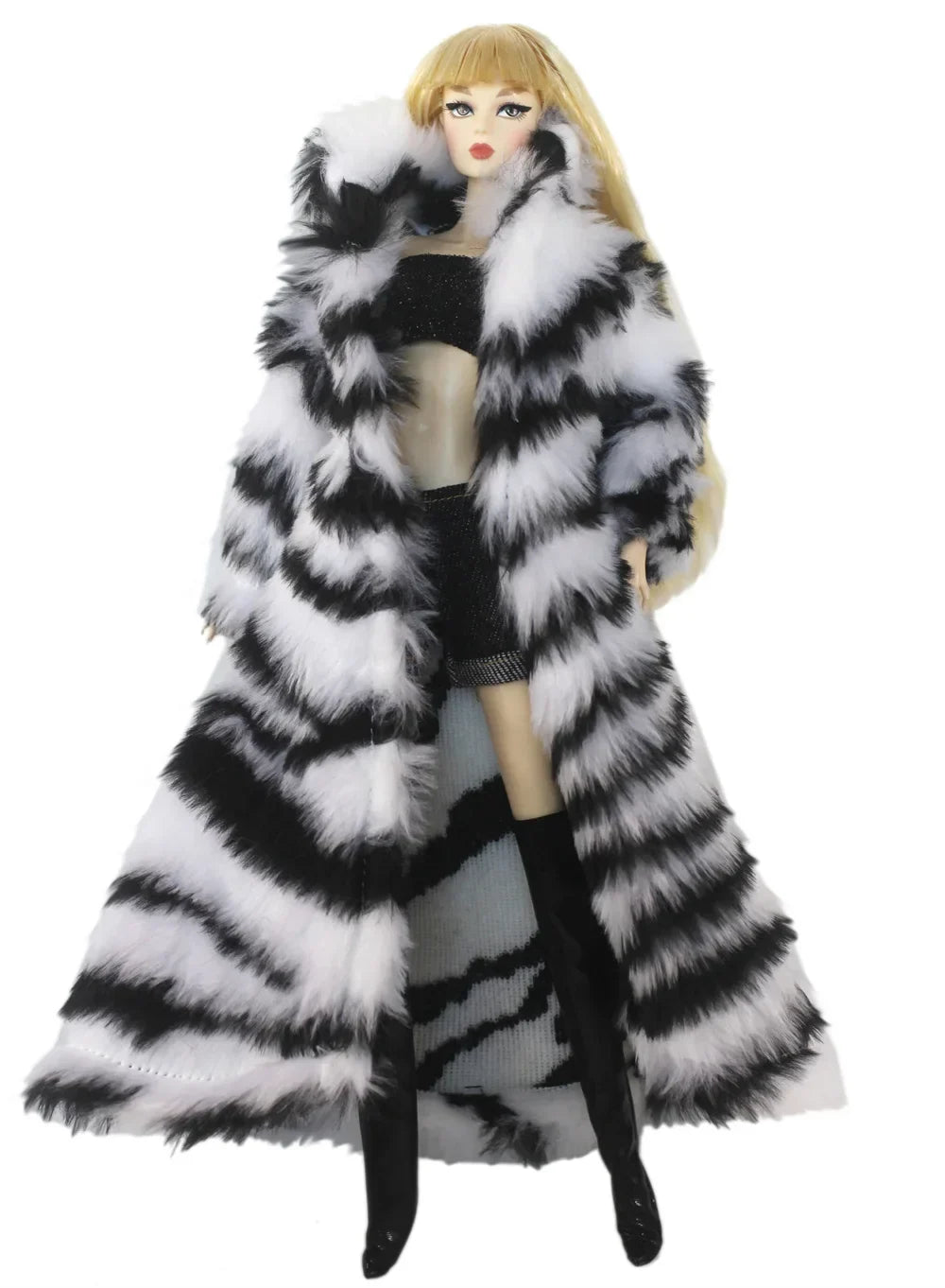 1:6 Scale Doll Clothes – Fur Coat Dress Outfit for 11.5" (30cm) Dolls, Multiple Styles, Gift for Girls