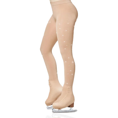 Rhinestone Figure Skating Pantyhose - Adult & Children's Gymnastics Leotard Ice Skating Pants Socks - Girls' Tights for Fitness Legging