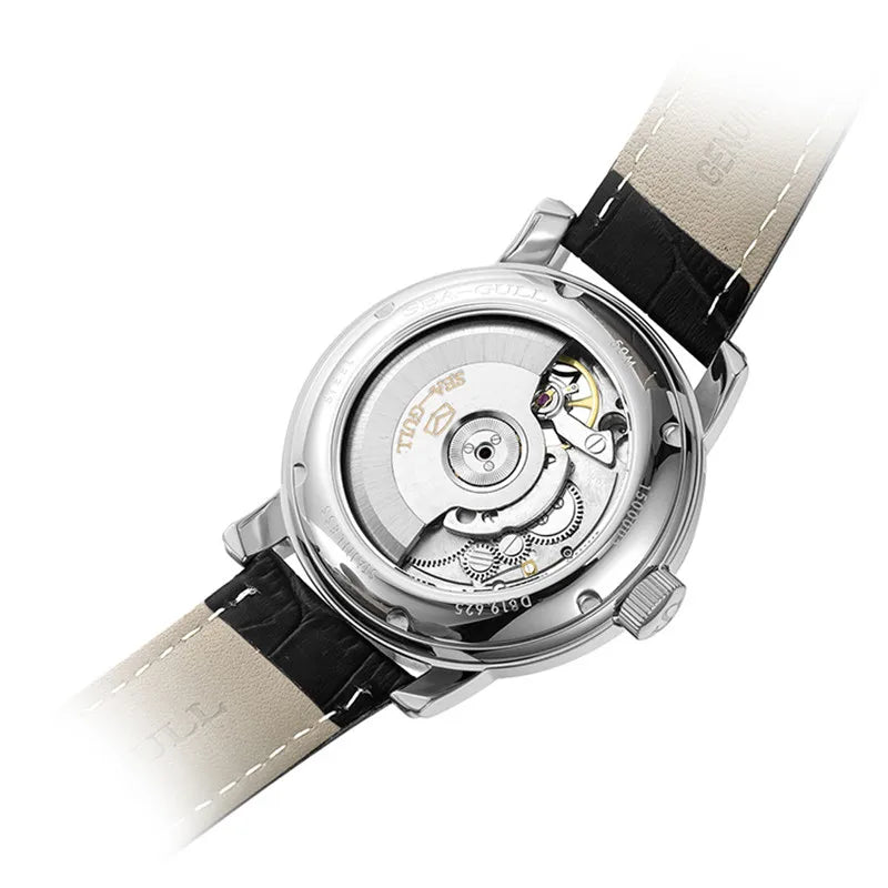 Seagull Men’s Automatic Mechanical Watch - Multi-Function Hollow Flywheel Business Wristwatch