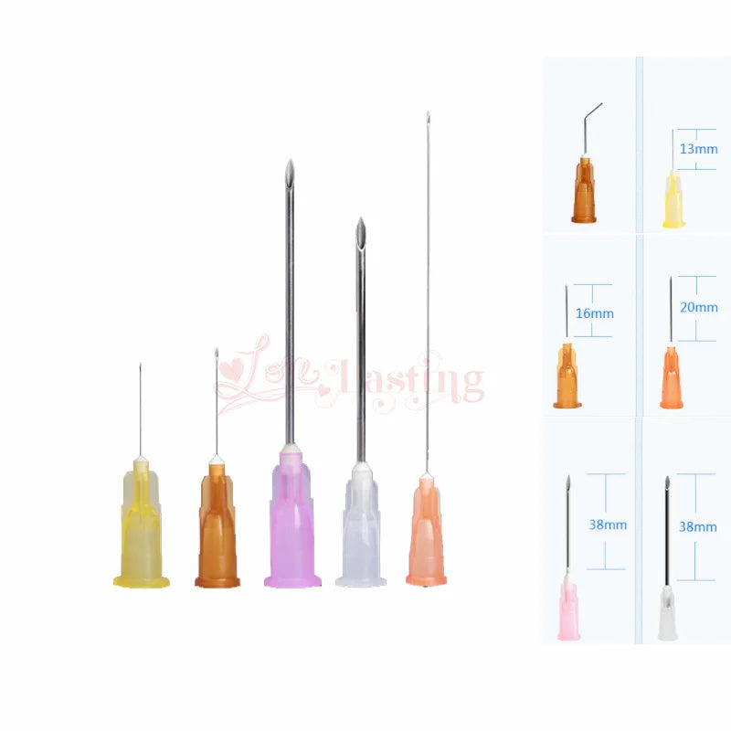 25pcs Disposable Sharp Needles (18G 25G 27G 30G 31G 32G 34G) - Sterile Stainless Steel for Hyaluronic Acid & Tattoo Use