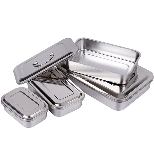 Dental Disinfection Box with Lid – Stainless Steel Sterilizer Container for Surgical Equipment & Lab Instrument Storage