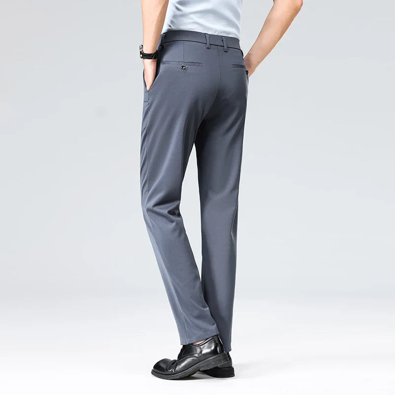 Men's Summer Fashion Suit Pants – Thin Business Casual Elastic Straight Leg Formal Trousers | Plus Size 28-42