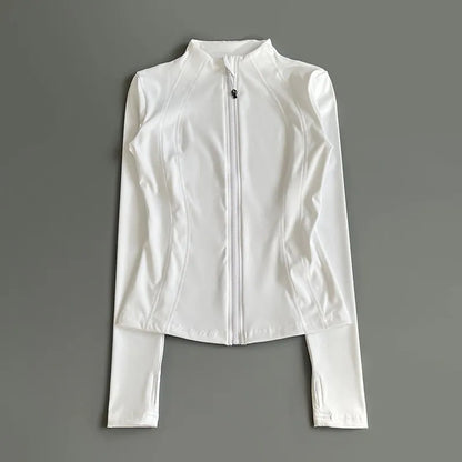 Women’s Full-Zip Athletic Jacket - Slim Fit Quick-Dry Long Sleeve Sports Coat with Thumb Holes for Running, Gym & Yoga