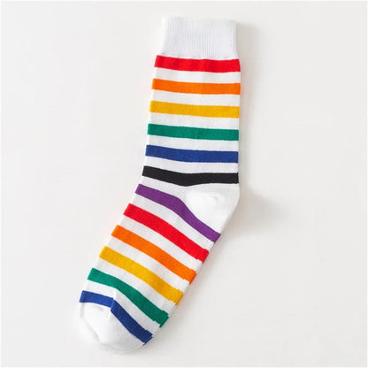 Colorful Striped Art Socks for Men – Rainbow Zebra Pattern Winter Fashion Crew Socks, Unisex Business Casual Combed Cotton Dropshipping Socks
