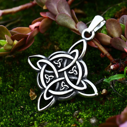 Witch Knot Necklace – Stainless Steel Magic Celtic Knot Pendant, Pagan Witchcraft Symbols, Jewelry Gift for Women