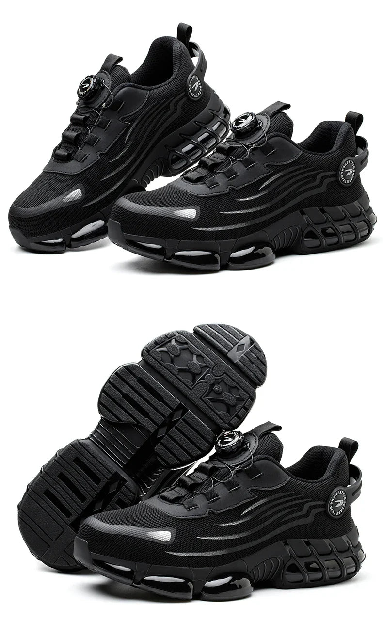 Rotating Button Men’s Safety Shoes – Anti-Smash & Anti-Puncture Work Boots, Fashion Sport Protective Footwear