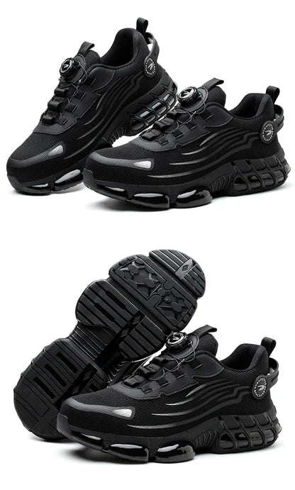 Rotating Button Men’s Safety Shoes – Anti-Smash & Anti-Puncture Work Boots, Fashion Sport Protective Footwear