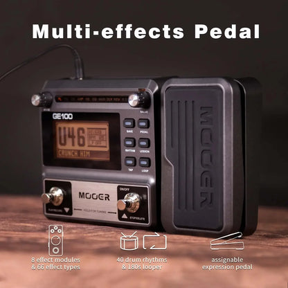 MOOER PE100 Portable Guitar Multi-Effects Processor – 39 Effects, 40 Drum Patterns & 10 Tempo Options