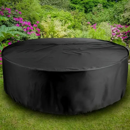 Waterproof Round Patio Furniture Cover – UV & Wind Resistant, Dustproof Outdoor Table & Chair Protector, Black, Rain & Snow