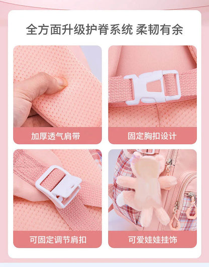 Ergonomic Spine-Protecting School Backpack | Large Capacity, Lightweight Waterproof Bag for Elementary Girls