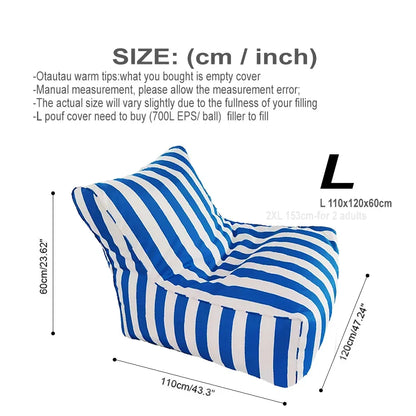 OTAUTAU Outdoor Striped Bean Bag Pouf Cover – No Filler Floating Sofa Bed for Pool, Beach & Garden Lounge