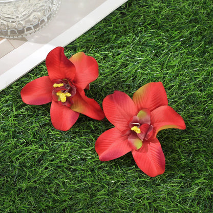 Simulated Orchid Flower Hairpins – White & Pink Hair Clips for Women, Summer Travel Seaside Fashion Headwear