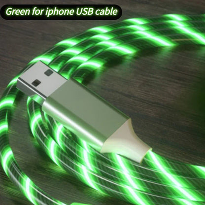 1m & 2m Glowing LED USB Charging Cable – 2.4A Data Cord for iPhone 14, 13, 12, 11 Pro Max, XS & XR