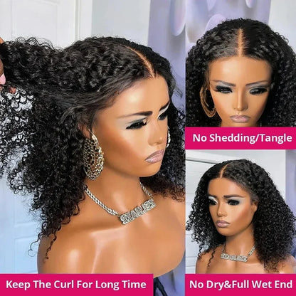 Wear and Go Water Wave Bob Lace Wig – Curly 6x4 Glueless Human Hair, 4x4 Ready-to-Go Pre-Cut Lace Wig for Women