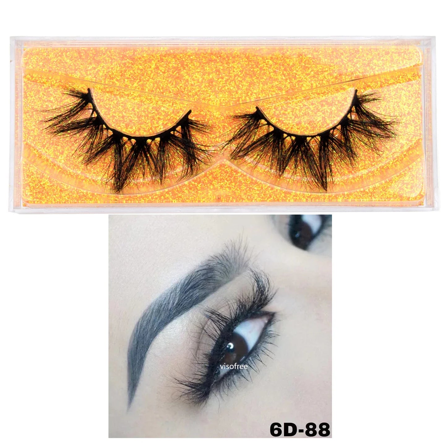 3D Real Mink False Eyelashes – Thick Handmade Strip Lashes with Glitter Packing for Makeup Beauty D101
