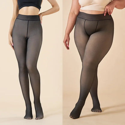 Winter Thermal Fleece Lined Pantyhose: Thicken Tights for Women - Plus Size High Waist, Sexy Translucent Slim Leggings