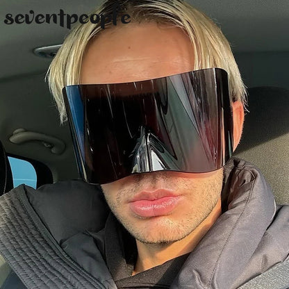 2024 Luxury Brand Mask Rectangle Sunglasses - Oversized Punk Steampunk Y2K Designer Shield Goggles for Women & Men
