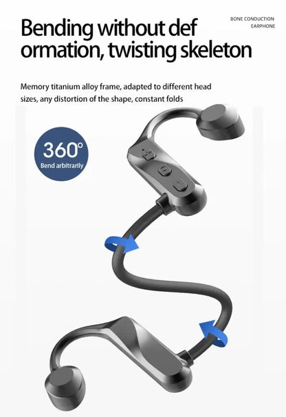 K69 Bone Conduction Earphones – Bluetooth HiFi Wireless Sport Ear-Hook Headset with Mic, Waterproof Earbuds