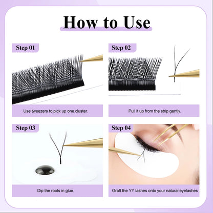 Wendy Lashes YY Shape Eyelash Extensions – Automatic Flowering W-Shape 3D-8D Premade Black Lashes