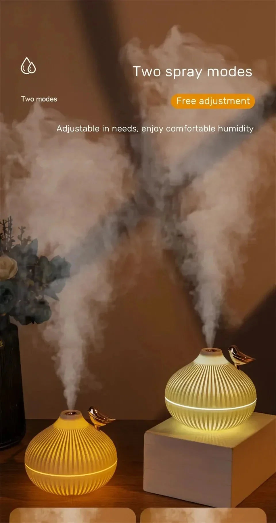 Creative Onion-Shaped Humidifier – Quiet Sleep Night Light, USB Air Humidifier for Desktop, Office & Air-Conditioning Rooms