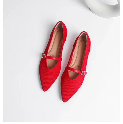 2024 Women's Flat Shoes – Pointed Toe Soft Knitted Sole, Breathable & Comfortable Spring and Autumn New Model