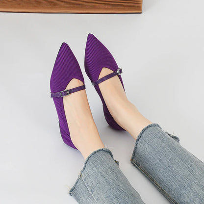 2024 Women's Flat Shoes – Pointed Toe Soft Knitted Sole, Breathable & Comfortable Spring and Autumn New Model