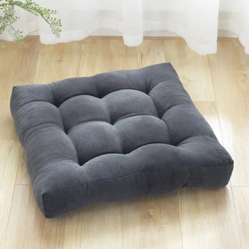 Square Floor Pillow Cushion – Thick Tufted Seat Pad for Meditation, Yoga, Kneeling, and Balcony Seating