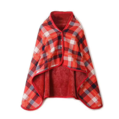 Women’s Double-Layer Tartan Plaid Blanket Scarf – Winter Warm Multifunction Shawl Wrap
