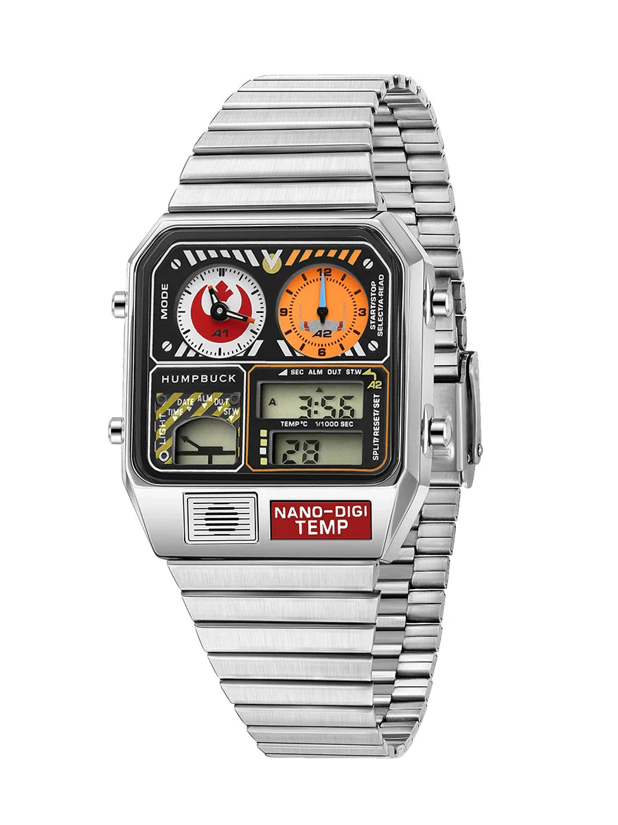 HUMPBUCK Men’s Digital Watch – Multifunctional Classic Wristwatch with Temperature, Stopwatch, Dual Time & Calendar