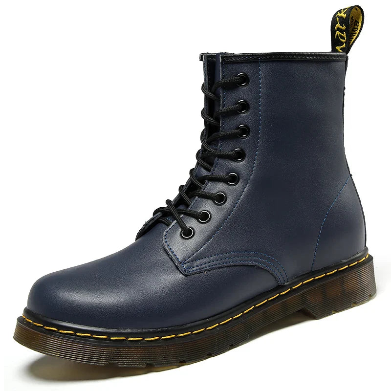 Men's Genuine Leather Six-Hole Boots – Classic British Style Riding Ankle Boots for Outdoor Wear, Size 35-48