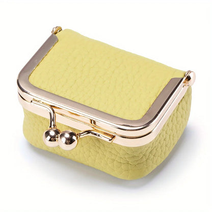 Women’s PU Leather Jewelry Organizer Box – Solid Color Ring, Necklace & Earring Storage Case with Mini Coin Purse Kiss Lock