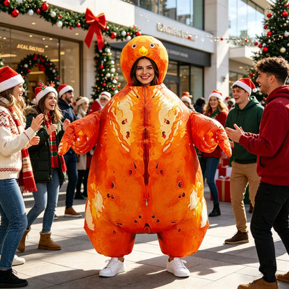 Inflatable Thanksgiving Turkey Mascot Costume - Funny Roast Turkey Cosplay Suit for Festivals & Carnival Parties