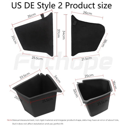 Futhope Car Trunk Side Storage Box for Tesla Model Y 2018-2024 – Hollow Cover Organizer with Flocking Mat & Partition Board