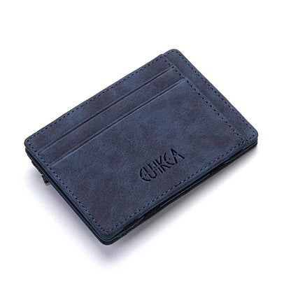 Mini Men’s Card Holder Wallet — Slim PU Leather Wallet with Zipper Coin Pocket, Magic Closure, Credit Card Case, Small Men’s Purse