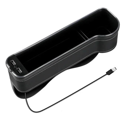 Car Seat Gap Organizer with 2 USB Chargers, LED Colorful Light, Pocket for Cards, Phone, Bottle & Cup Holder