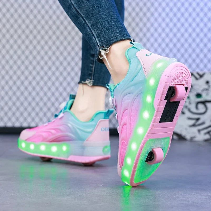Kids' LED Roller Skate Shoes - Two-Wheel Glowing Sneakers for Boys & Girls
