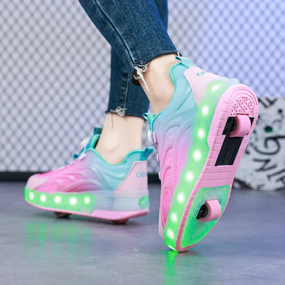 Kids' LED Roller Skate Shoes - Two-Wheel Glowing Sneakers for Boys & Girls