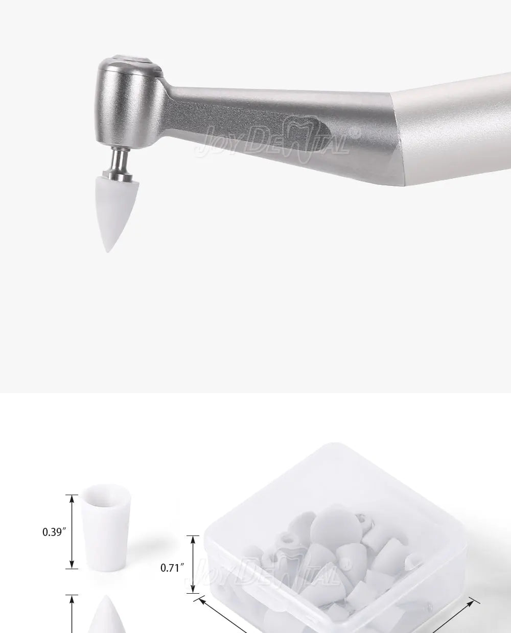 JoyDental 20pcs Dental Silicone Composite Polishers – 3 Shapes (Cup, Inverted Cone, Point) 2.35mm for Finishing & Polishing