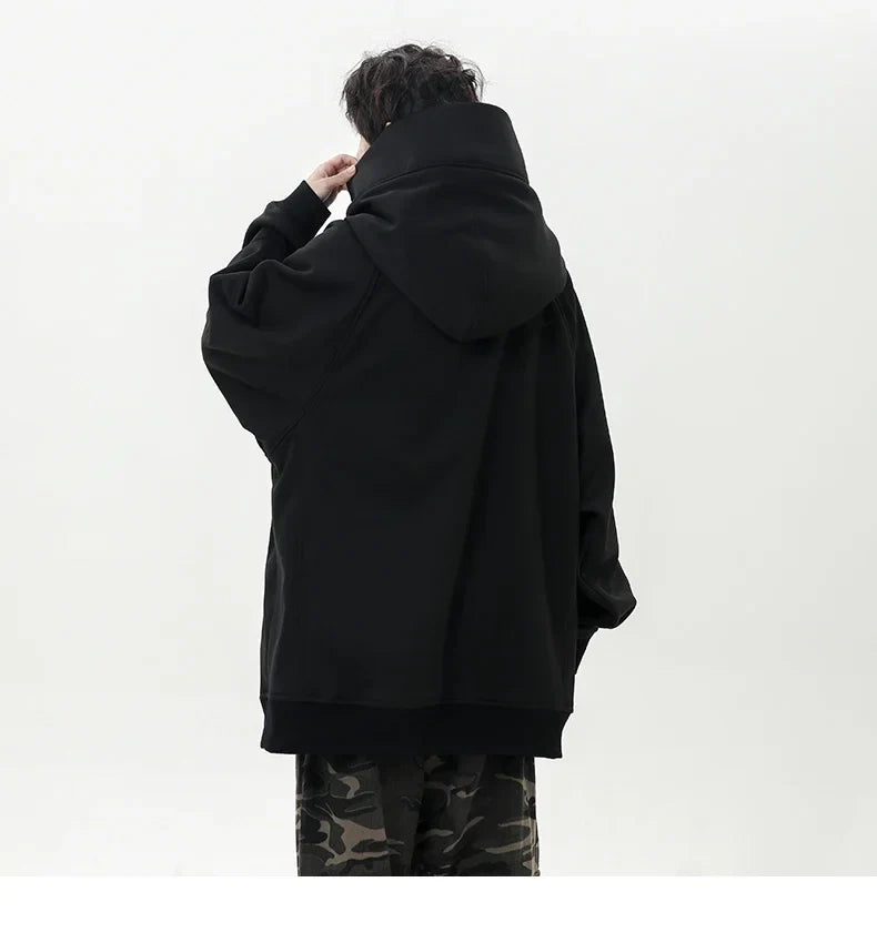 Autumn High Neck Sweatshirt for Men – Pile Collar Hoodie, Harajuku Ninja Style, Casual Sports Loose Fit Top