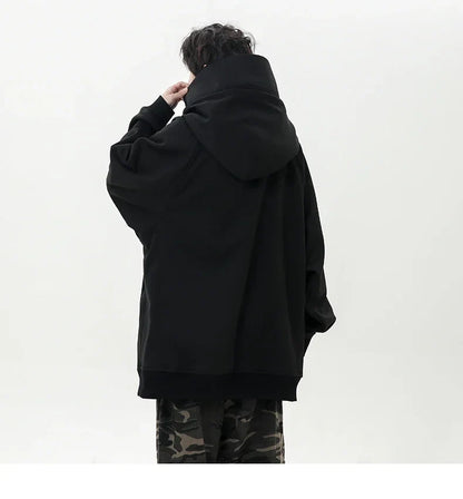 Autumn High Neck Sweatshirt for Men – Pile Collar Hoodie, Harajuku Ninja Style, Casual Sports Loose Fit Top