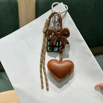 Kawaii INS Style Heart Leather Keychain – Trendy Chocolate Bag Pendant Charm, Creative Fashion Bag & Key Ring Accessory