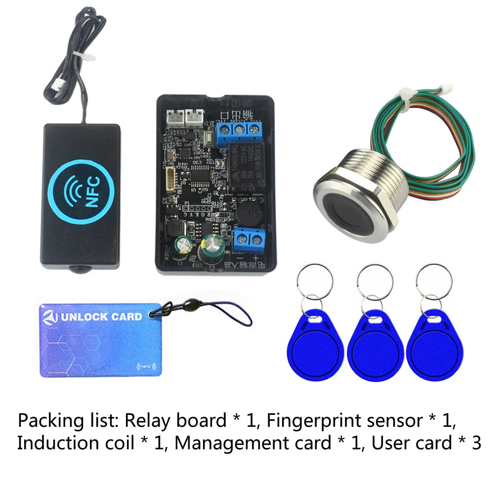 Mobile Phone NFC Fingerprint Relay Control Module – DC10V-120V IC Card Access Controller for Locomotive Car Unlock