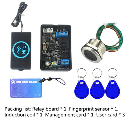 Mobile Phone NFC Fingerprint Relay Control Module – DC10V-120V IC Card Access Controller for Locomotive Car Unlock
