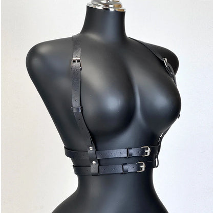 Women's PU Leather Waist Belt - Punk Gothic Chest Harness Harajuku Suspenders