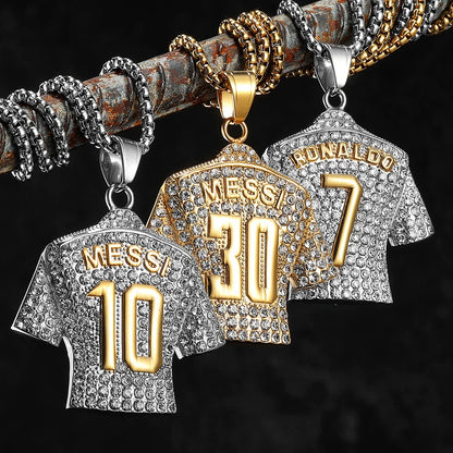 Football Legends Necklace – Messi, Cristiano Ronaldo, Neymar, Mbappé & Haaland Stainless Steel Pendant Chain Fashion Jewelry Gift for Men